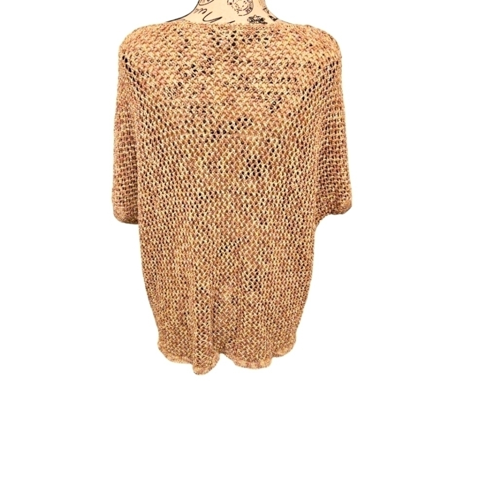 Chico's Travelers Collection Women's Size 1 Gold Metallic Sweater Short Sleeve